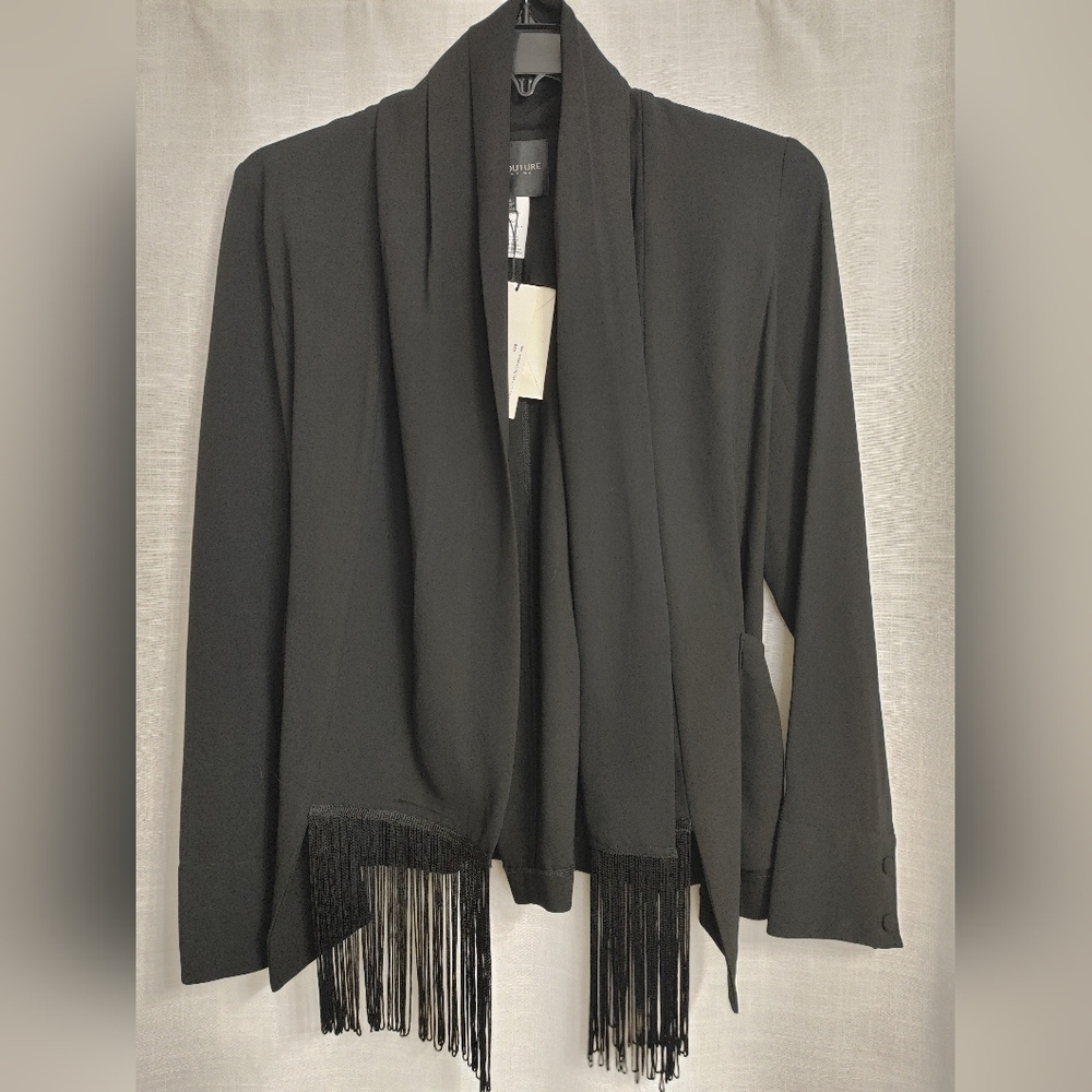MM Couture by Miss Me Black Polyester Jacket/Blazer With Pockets- Size: Small